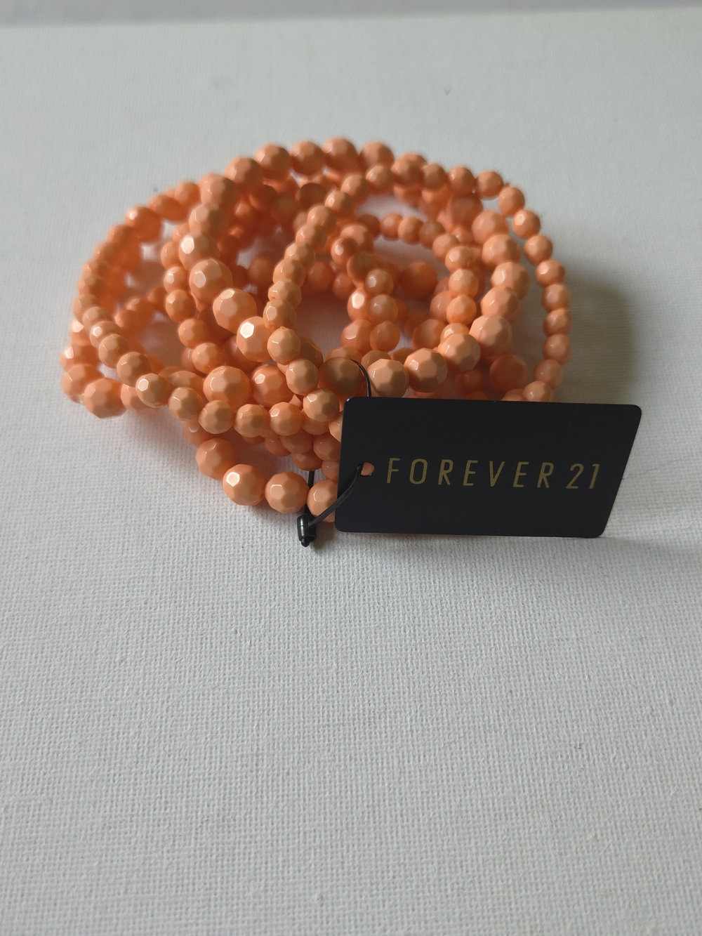 Forever 21 NWT Peach Beaded Stretch Bracelet Set Stack 8 Piece Faceted Peach